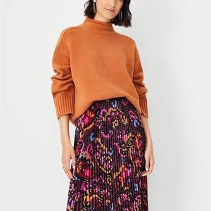 Ann Taylor Spice Orange Roll Neck Relaxed Sweater Small